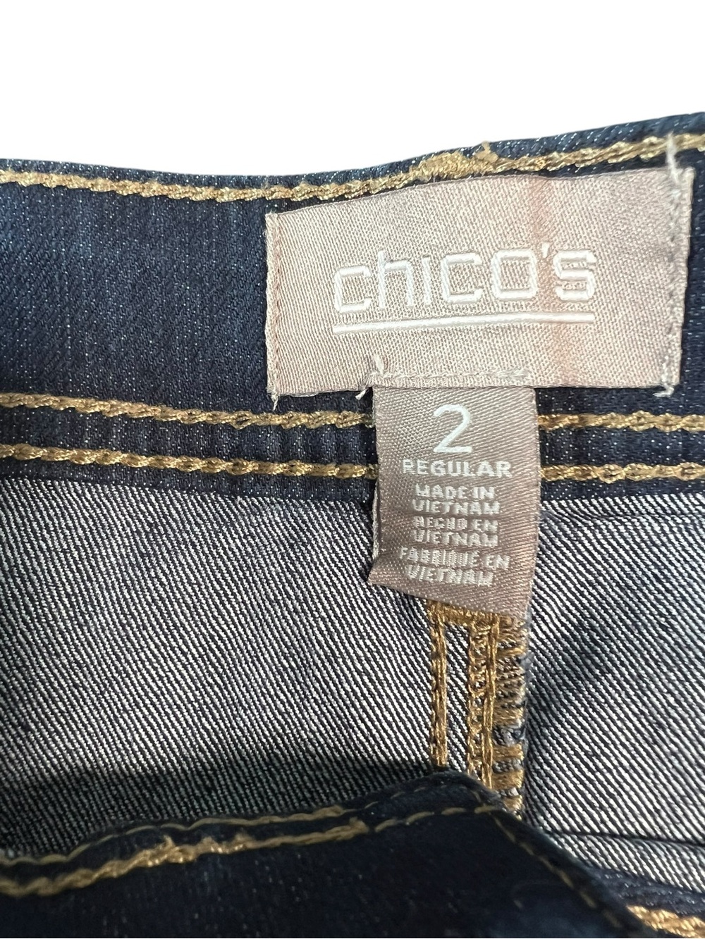 Chicos Dark Wash Denim Blue Jeans Size 2 Cotton Blend Button Zip Closure - Picture 6 of 7